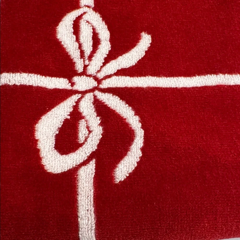 3pc CARO HOME Reversible Christmas Bows Bath Towel Set - 100% Cotton - Red/White